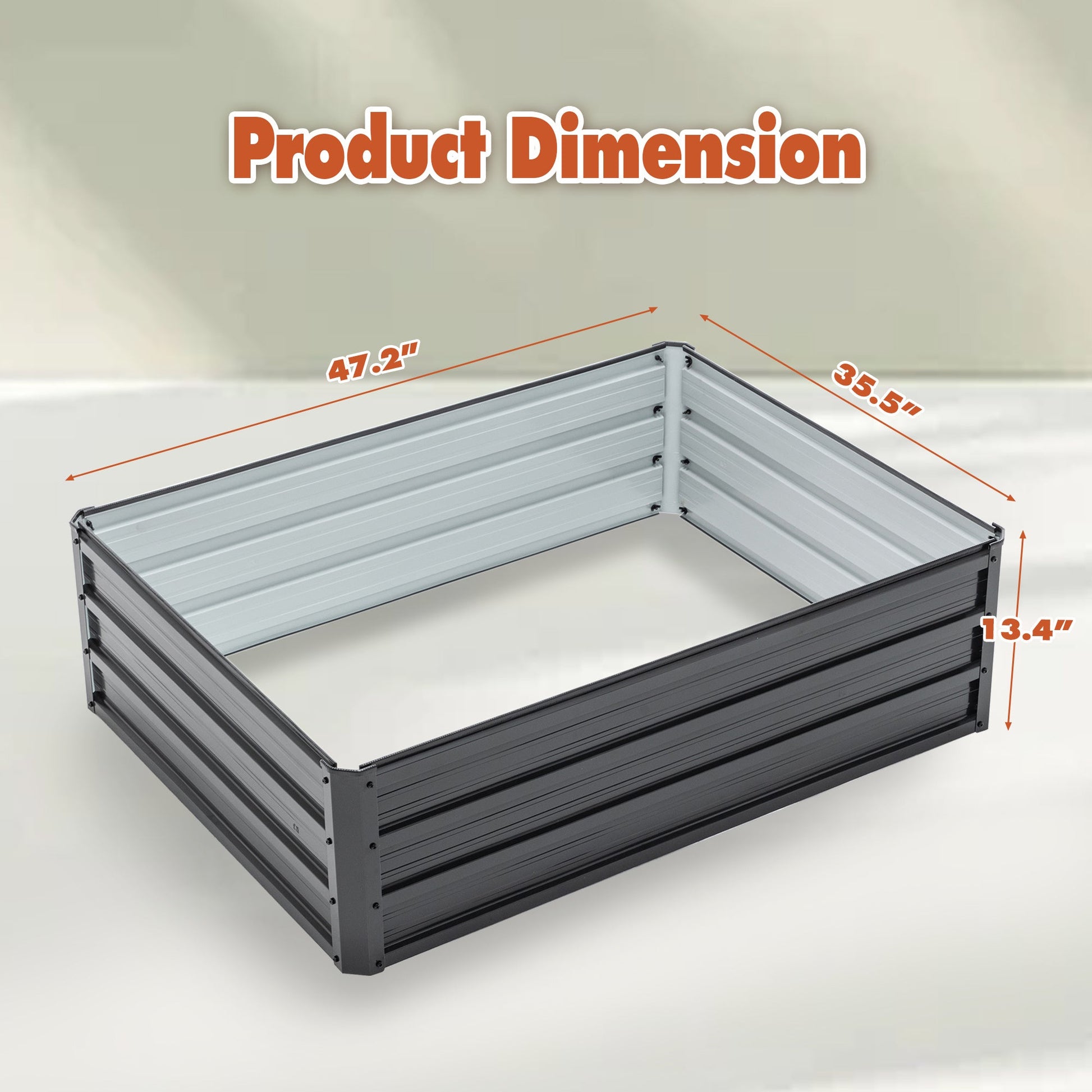 Outdoor Galvanized Raised Garden Bed Kit, Black Rectangle Planter Inkedjoy