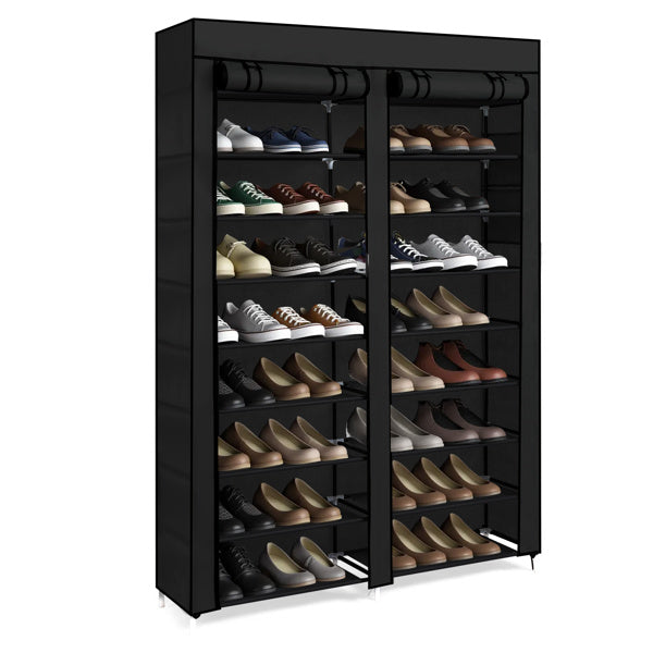 Double Row 10-ply Non Woven Shoe Cabinet, Black Inkedjoy