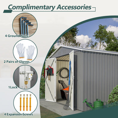 10 X 10 FT Outdoor Storage Shed- Grey Inkedjoy