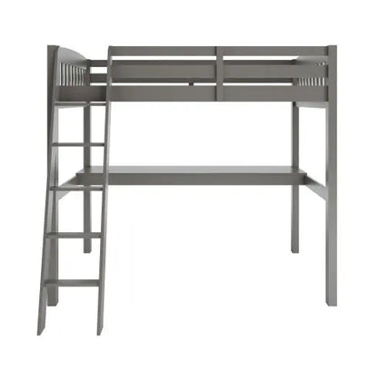 Grey High Loft Bed With Desk And Storage My Store