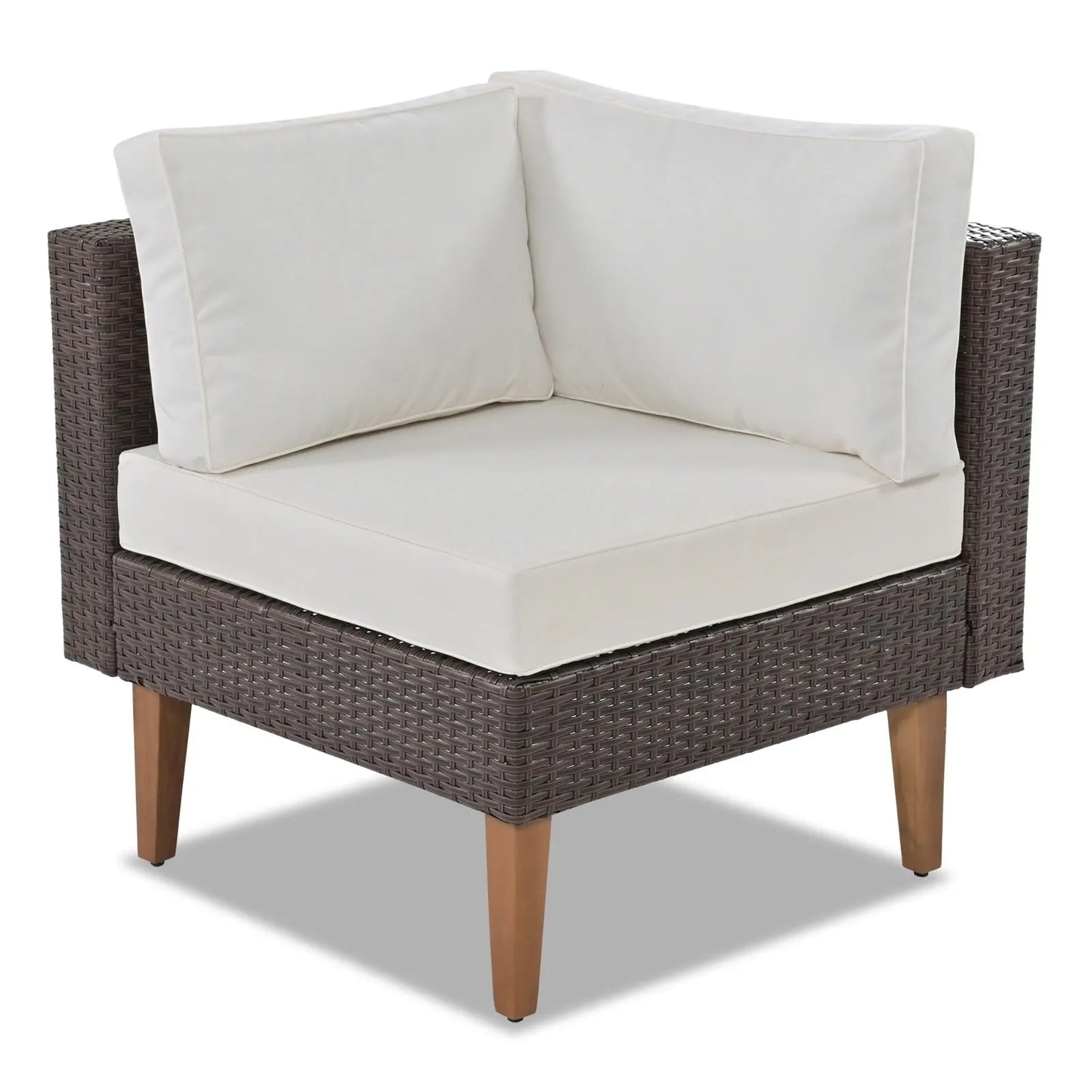 4-Piece Outdoor Wicker Sofa Set, L-Shape Patio Furniture With Colorful Pillows My Store