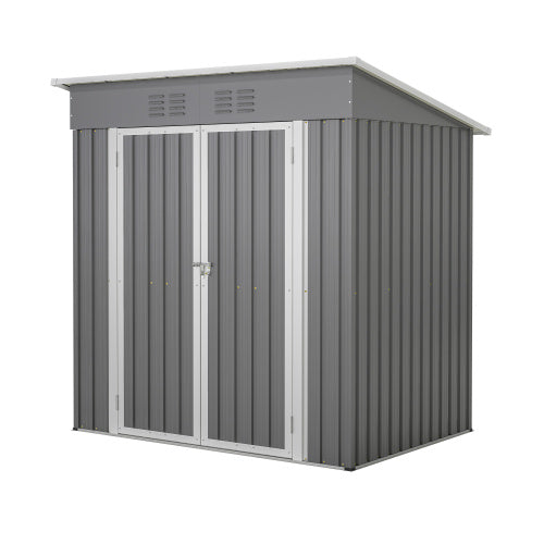 6'x4' Outdoor Metal Storage Shed For Garden Tools Lockable Door With Floor Frame Inkedjoy