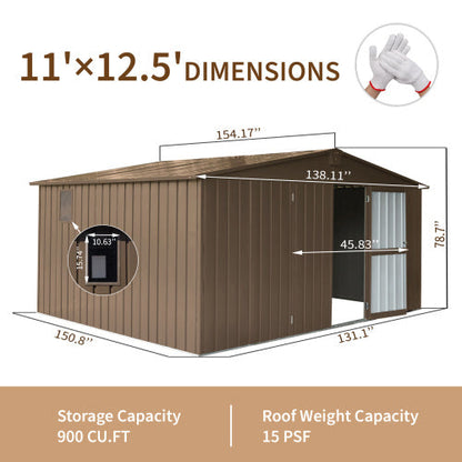 11 X 12.5  With Galvanized Steel Frame & Windows- Brown Inkedjoy