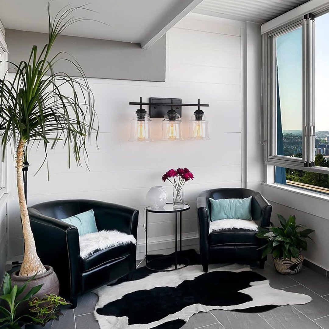 3-Light With Clear Glass Satin Shade My Store