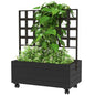 Raised Garden Bed With Trellis And Wheels, Outdoor Planter Wooden Inkedjoy