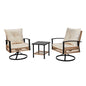 2pcs Swivel Chair And 1pc Side Table, Sparsely Braided Light Yellow Rattan, Off-white Mat, Braided Rattan Three-piece Set My Store