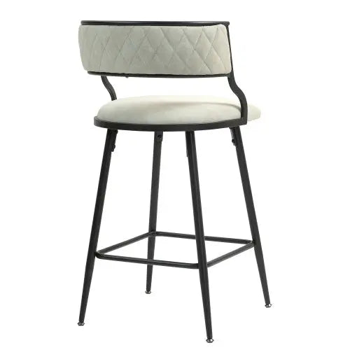 SET OF 2, 26 Counter Height Bar Stools PU Cover Kitchen Island Counter Bar Stool With Black Powder Coating Base And Footrest My Store