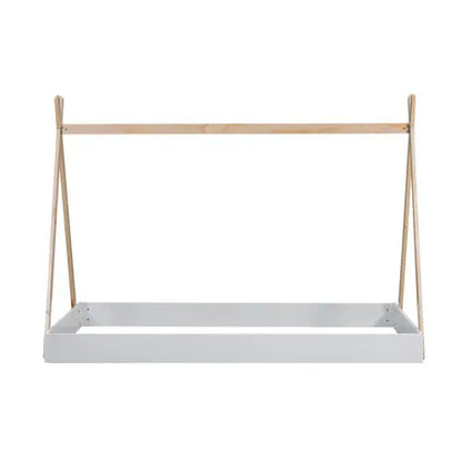 Twin Size Tent Floor Bed With Triangle Structure, White Natural My Store