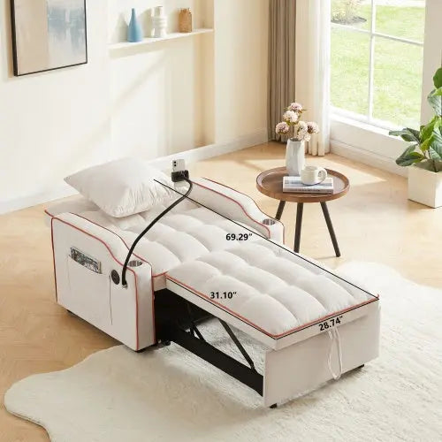 3-in-1 Sofa Bed, Convertible Sleeper Chair Sofa Bed Adjustable Pull Out Sleeper Chair Bed Multi-Pockets Folding Sofa Bed For Living Room Bedroom Small Space My Store