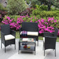 4 PC Rattan Patio Furniture Set Outdoor Patio Cushioned Seat Wicker Sofa Beige Cushion My Store
