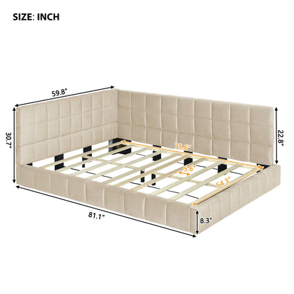 Full-size Upholstered Sofa Bed, Sofa Bed Frame - Beige, Velvet My Store