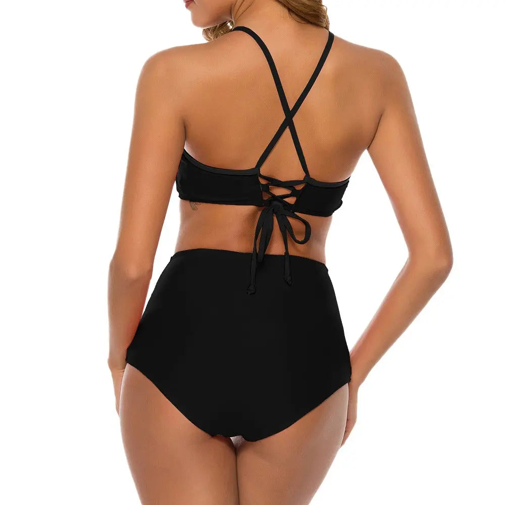 Suspender Two Piece Bikini Swimsuit Inkedjoy