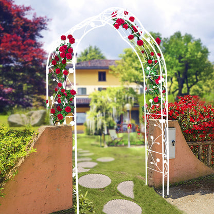 Metal Garden Arch, Climbing Plant Support Rose Arch- Cream White Inkedjoy