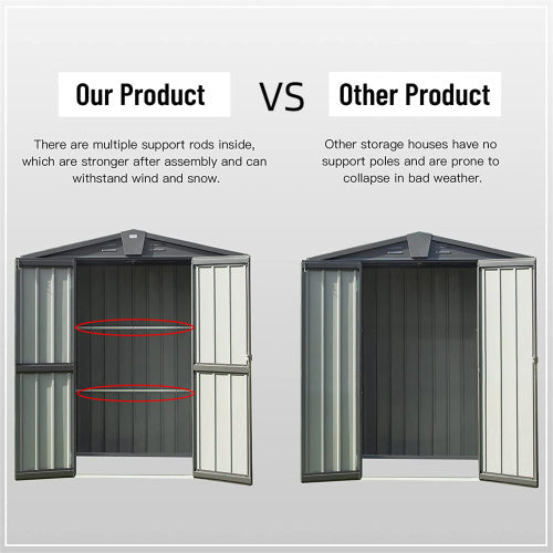 6.5x 4.2Metal Garden Shed- Dark Gray Inkedjoy