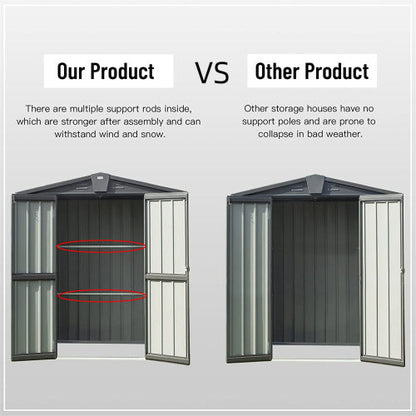 6.5x 4.2Metal Garden Shed- Dark Gray Inkedjoy