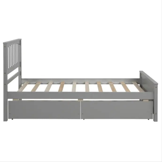 Twin Size Platform Bed With Two Drawers, Gray My Store