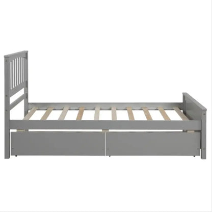 Twin Size Platform Bed With Two Drawers, Gray My Store