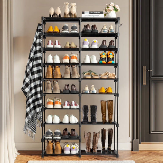Double Row 10 Layer Non-woven Shoe Rack Inkedjoy