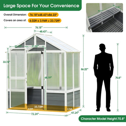 76x48x86Walk In Polycarbonate Greenhouse My Store