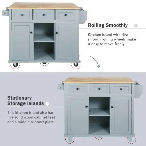 Kitchen Trolley With Rubberwood Folding Leaf Countertops My Store
