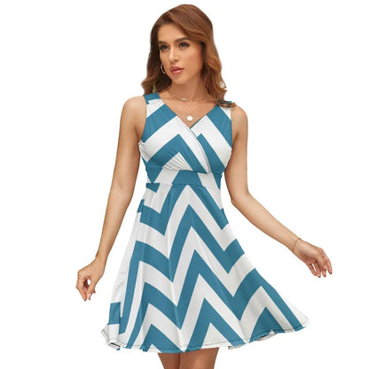 Ladies Sleeveless White Polka Dot Dress Inkedjoy