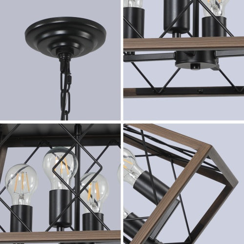 Farmhouse Chandelier 4 Lights Vintage Antique Chandelier Lamps Inkedjoy