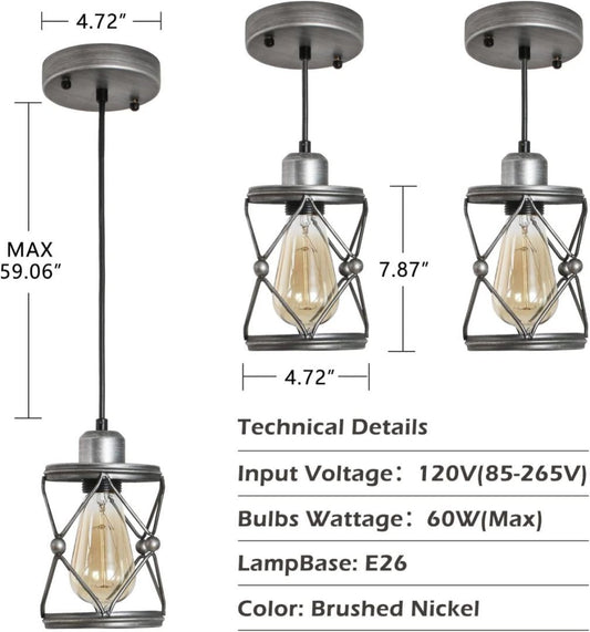 Pendant Light, Farmhouse Lamp With Silver Grey Adjustable My Store