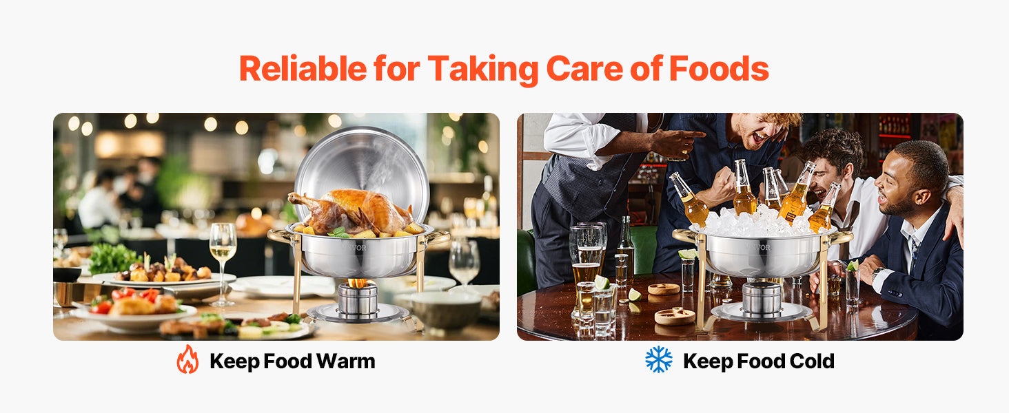 4 Pack Chafing Dish Buffet Set Stainless Steel Chafer w/4 Full Size Pan Round Catering Warmer Ohberri