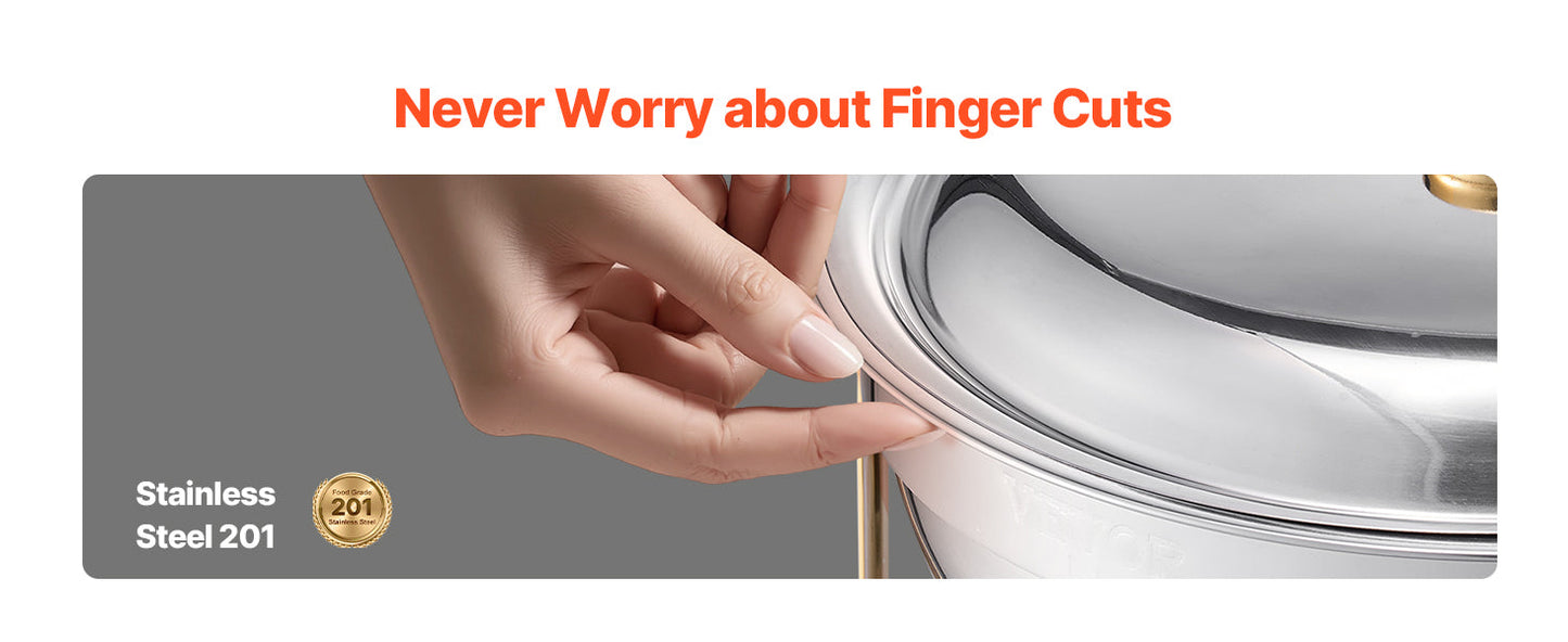 4 Pack Chafing Dish Buffet Set Stainless Steel Chafer w/4 Full Size Pan Round Catering Warmer Ohberri