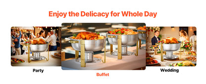 4 Pack Chafing Dish Buffet Set Stainless Steel Chafer w/4 Full Size Pan Round Catering Warmer Ohberri