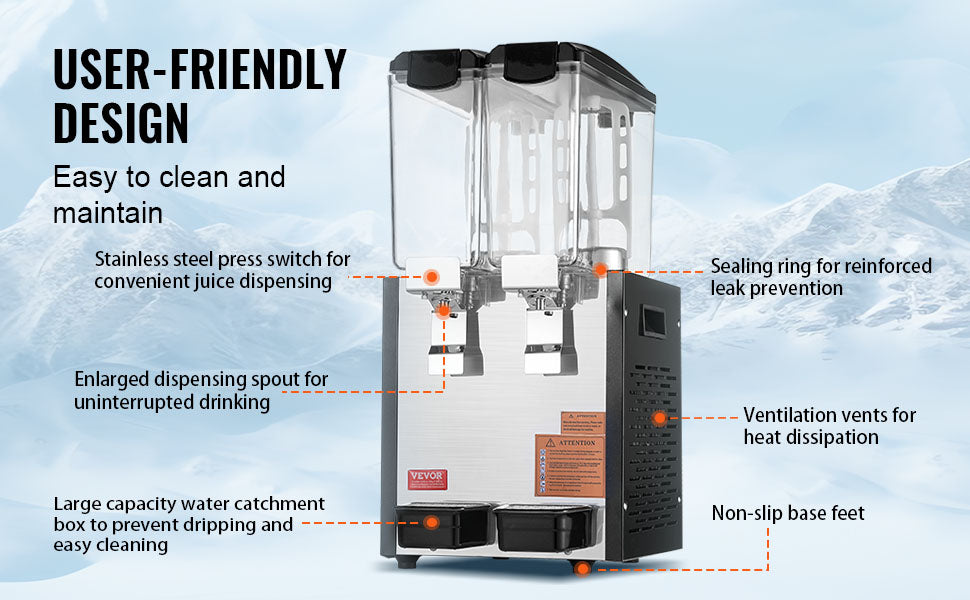 Tanks Commercial Beverage Dispenser 10L/12L/18L Per Tank Juice Dispenser Stainless Steel Ohberri