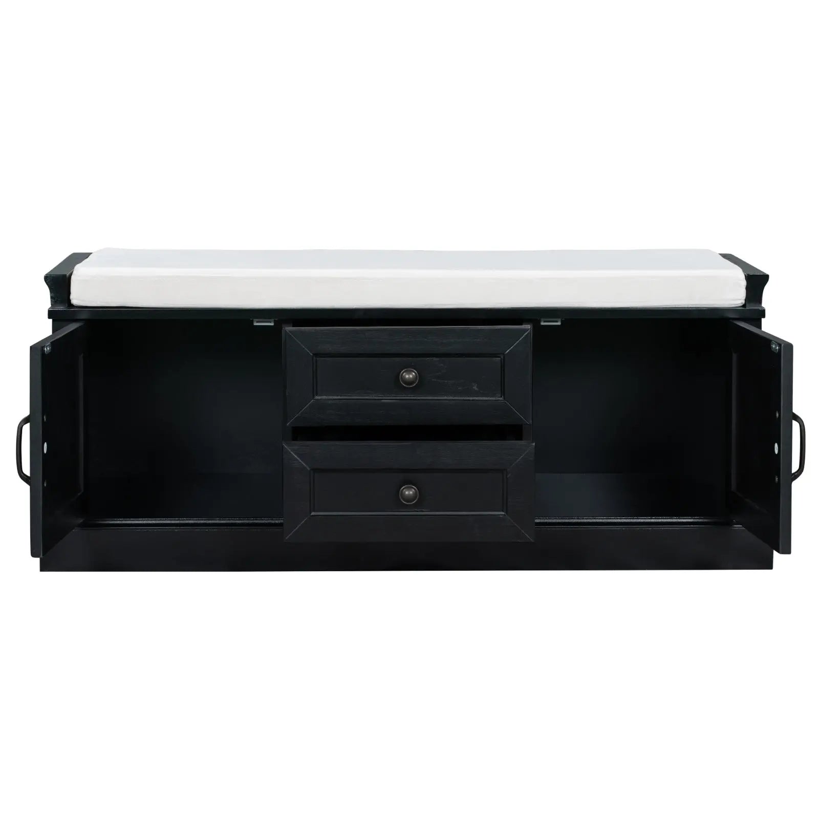 Storage Bench With Drawers, Cabinets & Removable Cushion For Living Room My Store