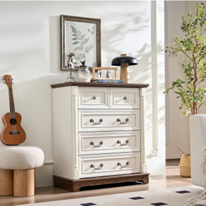Farmhouse Style 5 Drawer Dresser Chest With Base Wooden Rustic My Store