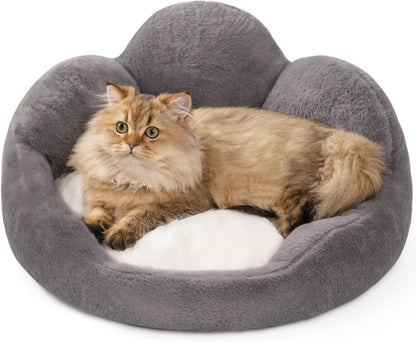 MEWOOFUN Cat Bed And Small Dog Bed, Fluffy Dog Bed Washable Cat Couch Bed, Cute Cat Bed For Indoor Cats, Flower Cat Sofa Bed With Non Slip Bottom, Pet Bed For Puppy And Kitten Grey, 23 My Store