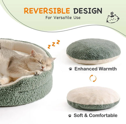 Washable Pet Bed For Cats & Small Dogs - 23x23x7 Inch Round Orthopedic Bed With Non-Slip Bottom -Sage Green My Store
