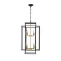 8 Lights Black & Gold Lantern Tiered Chandelier, Industrial Farmhouse Chandelier Inkedjoy