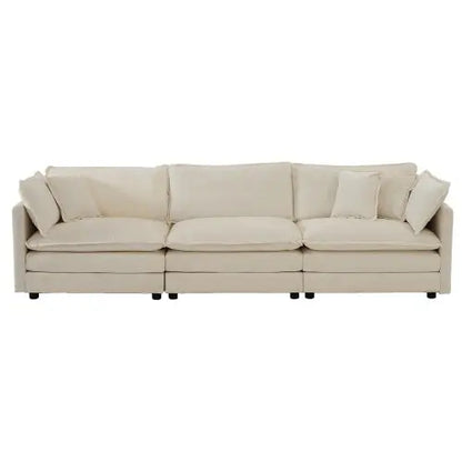 Mid-Century Modern Couch 3-Seater Sofa With 2 Armrest Pillows And 3 Toss Pillows My Store