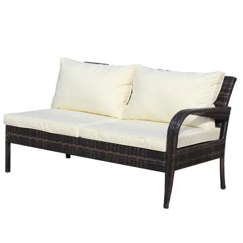 4 Piece Patio Sectional Wicker Rattan Outdoor Furniture Sofa Set With Storage Box Brown My Store