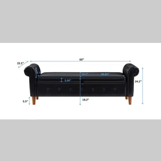 Black Multifunctional Storage Rectangular Sofa Stool My Store