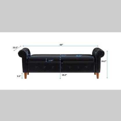 Black Multifunctional Storage Rectangular Sofa Stool My Store