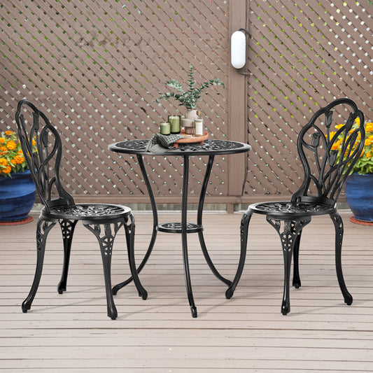 2pcs Single Chairs And 1pc Round Table Tulip Shaped Black Casting Set Inkedjoy