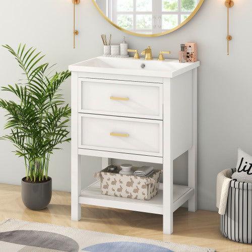 Vanity With Top Sink, Modern Bathroom Storage Cabinet With 2 Drawers My Store