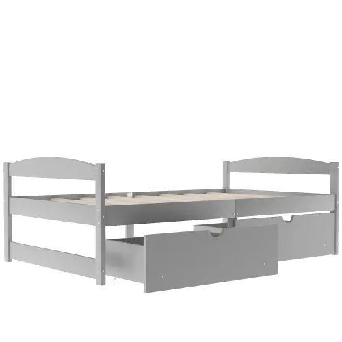 Twin Size Platform Bed, With Two Drawers, Gray My Store