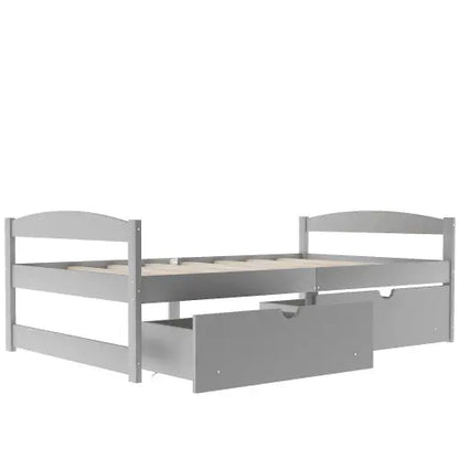 Twin Size Platform Bed, With Two Drawers, Gray My Store