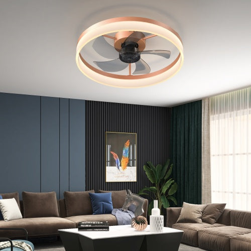 Ceiling Fan With Light Dimmable LED Recessed Mount Slim Modern Ceiling Fan Inkedjoy