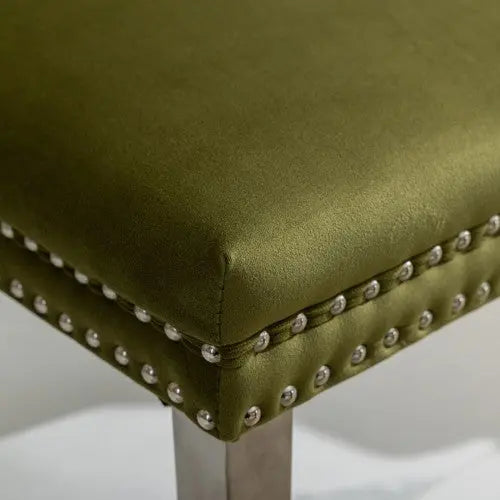 High-end Tufted Solid Wood Contemporary Velvet Upholstered Dining Chair With Chrome Stainless Steel Plating Legs,Nailhead Trim,Set Of 2 My Store