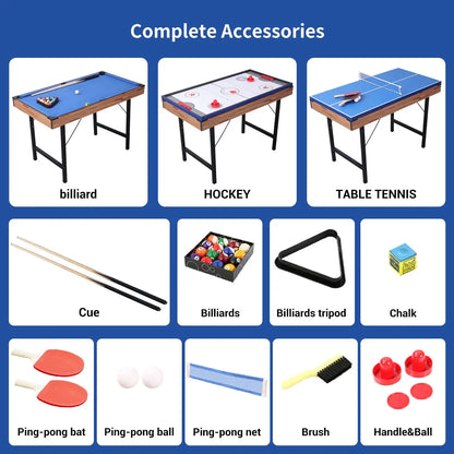 3 In 1 48in Folding Portable Combo Game Table Set With Ping Pong, Slide Hockey, Pool Billiards For Kids And Adults My Store