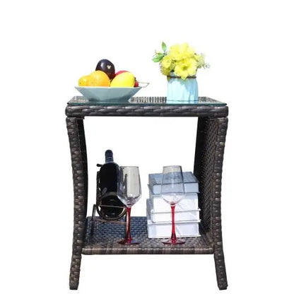 Outdoor Patio Furniture 1 Coffee Table With Clear Tempered Glass My Store