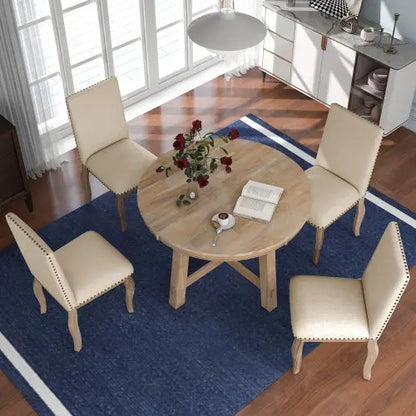 5-piece Farmhouse Wooden Dining Table Set My Store