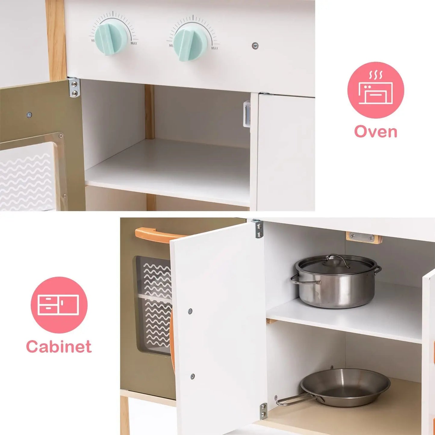 Wooden Pretend Play Kitchen Playset For Toddlers My Store